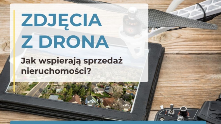 Tablet ze zdjęciem z drona oraz śmigło drona